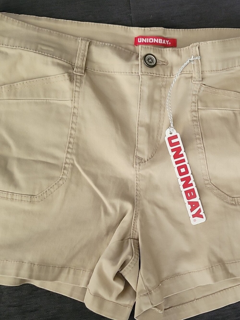 UNIONBAY Women's Juniors Beige/Tan Chino Shorts